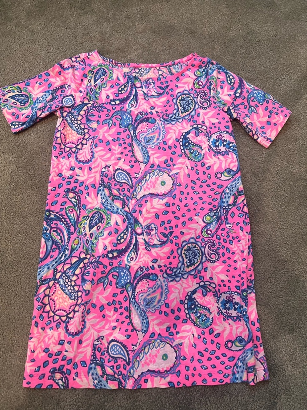 Lilly Pulitzer Pink Paisley Shift Dress with Blue Accents